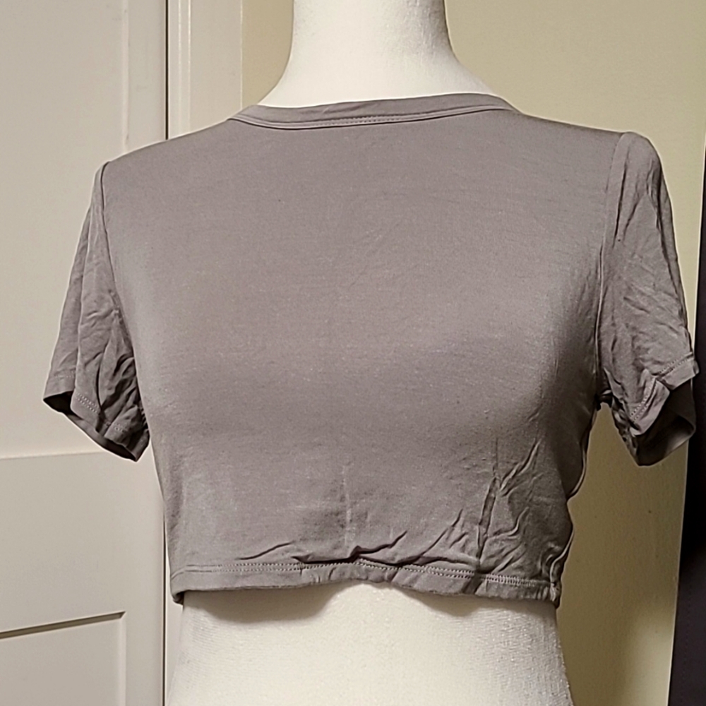 Naked Wardrobe grey cropped t-shirt, large